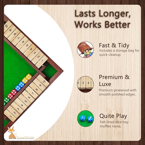 Juego de mesa clásico Tic Tac Toe y Shut The Box de madera miniatura 6