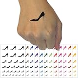 High Heel Pump Shoe Temporary Tattoo Water Resistant Fake Body Art Set Collection - Hot Pink (One Sheet)