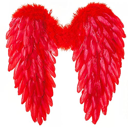 YOUXIU Alas de Hadas de Ángel alas de Plumas Rojas alas de Ángel Disfraz de Halloween para cumpleaños Boda Fiesta decoración de Navidad Cover