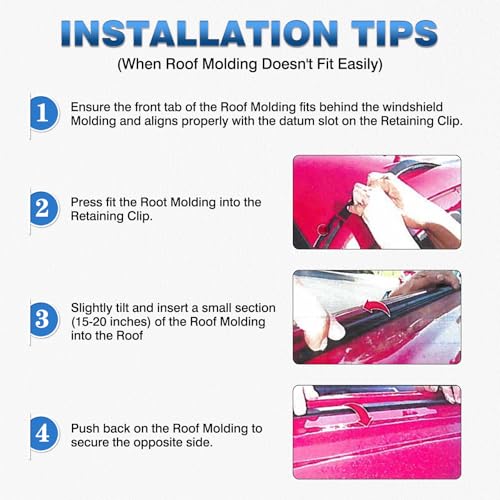 TOP-MAX Roof Drip Molding Weatherstrip Seal Kit Compatible with Toyota Tundra CrewMax 2007-2021, Left Right Side Roof Trim w/2 Self-Adhesive Tapes Replaces 75552-0C060 75551-0C060(not for Double Cab) by TOP-MAX - Used condition - Image 8