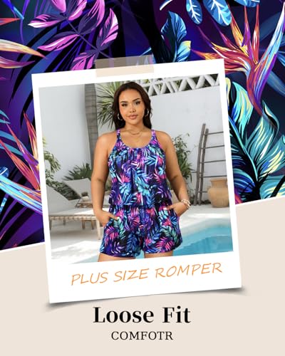 Image of Tempt Me Women Romper One Piece Swimsuits with Short | with Pockets, Modest, Removable cups, Boyleg, Full coverage