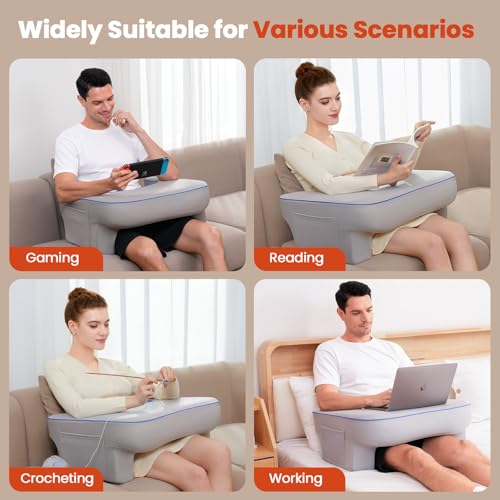Image of Reading Pillow for Gaming,Lap Desk Pillow for Laptop,Arm Rest Pillow for Reading, Working, Crocheting, Playing Steam Deck Switch or Sitting in Bed,Sofa