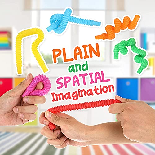 Mini Pop Tubes Fidget Toy 24 Pack, Sensory Stretch Tubes Kit Stress Relief Toys For Kids, Fun Pop Tubes Bulk, Classroom Party Favors Prizes, Birthday Party Supplies,Fine Motor Skills For Toddlers #TOP1
