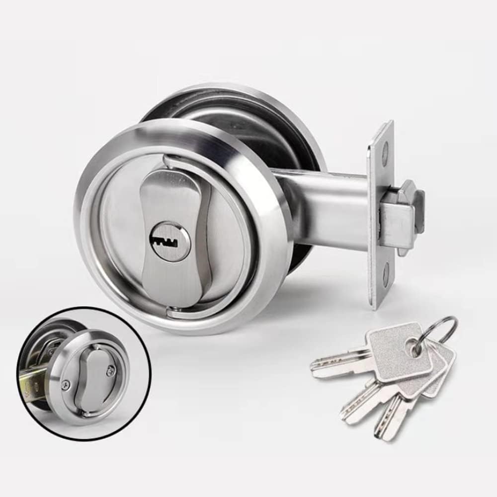 LWZH Recessed Install Cup Door Lock,Round Privacy Sliding Door Lock