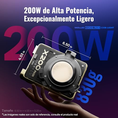 Image of ZHIYUN MOLUS X200 RGB Combo 200W Video Light [Official] Handheld Professional Photography Lighting Portable Continuous Output Lighting Bowens Mount 2500K~10000K CRI≥95 TLCI≥97 Only 830g （No Battery）