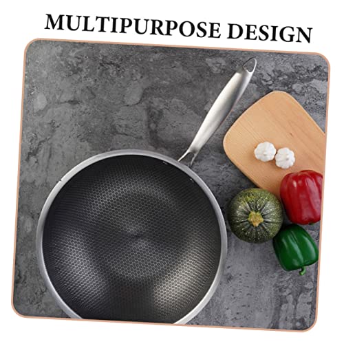 Wok de acero inoxidable con mango antideslizante miniatura 5