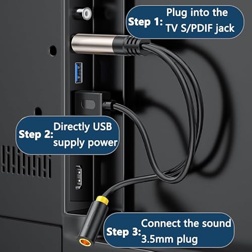 MISYNLON Digitaler Koaxial-RCA-Stecker auf 3,5-mm-Buchse mit USB-Schnittstelle, Konverter-Adapter, Stereo-Audiokabel, für Blu-ray-Player, Set-Top-Boxen, PS4, Lautsprecher, Verstärker, Fernseher, 0,2 m