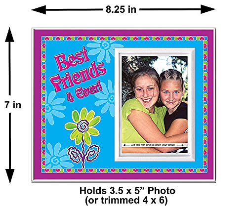 Besties Picture Frame | Best Friends 4 Ever! | Tabletop Size 8.25 X 7 In | Holds 3.5 X 5 Photo | Innovative Front-Load Design | White #TOP2