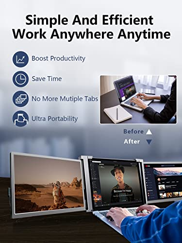 Fopo 15 Inch Triple Portable Monitor, Fhd 1080P Hdr Ips Laptop Monitor Screen Extender, Dual Monitor Display, For 15"-17" Laptop & Switch/Xbox, Support Windows/Mac(Only For M1 Max & M1 Pro) - S17 #TOP3