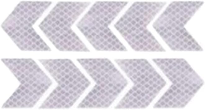 TUFFS 10pcs/Set Reflective Arrow Sign Tape Sticker for Car Bumper Trunk Reflector Hazard Tape Color White, Size A