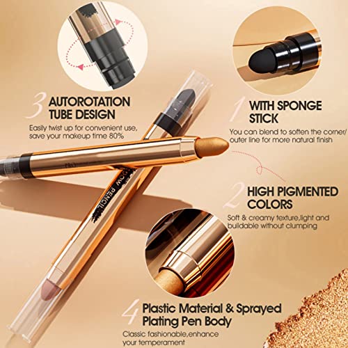 Ehinew Eyeshadow Stick - Neutral And Brown Metallic Eye Shadow Stick Makeup - Champagne Matte & Glitter Eyeshadow - Creamy & Waterproof Eyeshadow Brightener Pencil (7# Copper) #TOP1