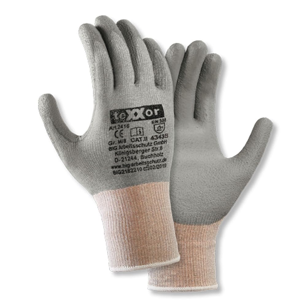 TeXXor - Guantes Termicos de Punto con Revestimiento de Poliuretano (12 pares), color gris y gris