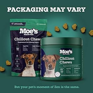 Moe’s Hemp Calming Chews for Dogs – Helps Aid with Storms, Fireworks, Chewing, Barking, Travel, Stress, Anxiety & Separation Anxiety – Tryptophan + Chamomile – Made in The USA – (Peanut Butter)