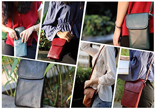Image of befen Genuine Leather Small Crossbody Bags for Women Cell Phone Bag Cross Body Purses,Silver Zipper