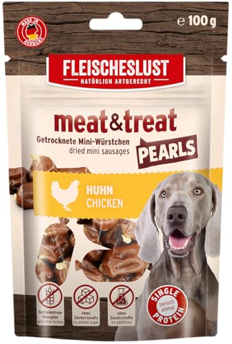 Meat&Treat Pearls Huhn (10x100g), Hundeleckerli getreidefrei, Hunde-Snack fürs Hundetraining, Ergänzungsfutter, Trockensnack von Fleischeslust