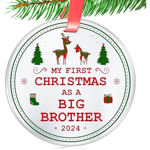 Elegant Chef My First Christmas as a Big Brother 2024 Keepsake Ornament- Tree Hanging Decoration Gift for Xmas Holidays Celebration- Baby's 1st Festival Decor Ornaments Cover