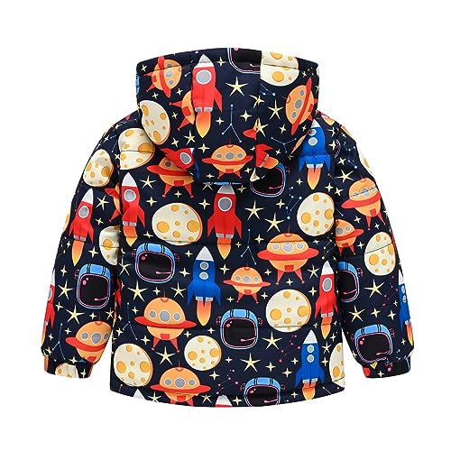 Toddler Girls Spring Hooded Printed Top Long Sleeve Zipper Padded Jacket with Pockets Girls Casual Outdoor Clothes4