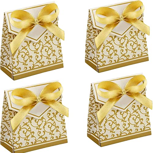 50 Pièces Boîte à Bonbons à Motif Doré,Boîte Cadeau Motif,Bonbons Cadeau Boîtes Doré, Bonbonnières Sachet Chocolat pour Les Fêtes de Mariage, Les Anniversaires, Les Anniversaires ou Noël Cover