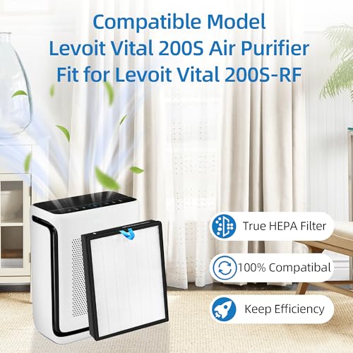 Vital 200S Replacement Filter for LEVOIT Air Purifier - 3-in-1 True HEPA & Activated Carbon, Part# Vital 200S-RF, 2 Pack 