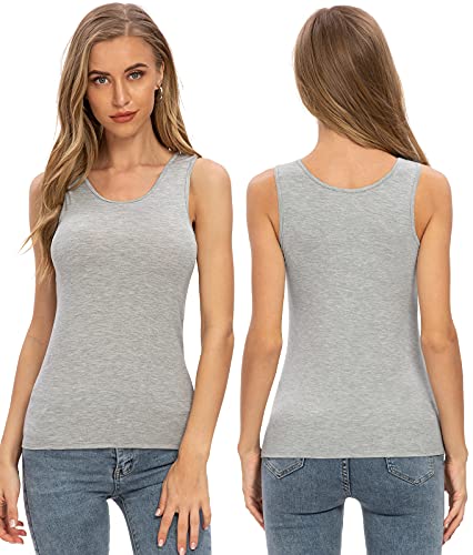 vislivin Elastische Tank Tops für Damen Unterhemden 4er Pack Schwarz/Grau/Weiß/Weinrot XXL