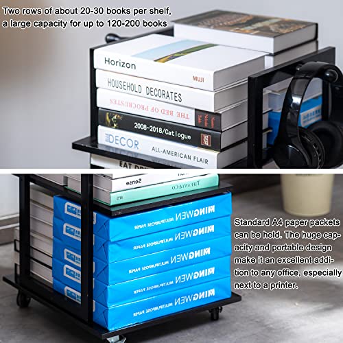 Copree 6 Tier Rolling Bookshelf, Bamboo Large Book Shelves With Wheels,Walnut-Colored Tall Open Book Rack Organizer Shelving Unit Storage For Living Room, Bedroom And Office #TOP3