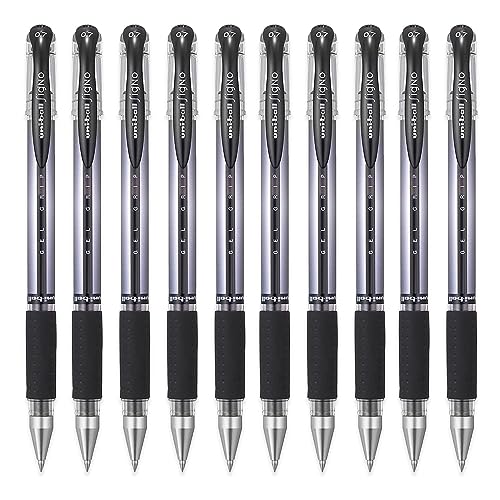 uni-ball UM-151 Signo Gel Grip Rollerball Pen - 0.7mm - Black Ink (10)
