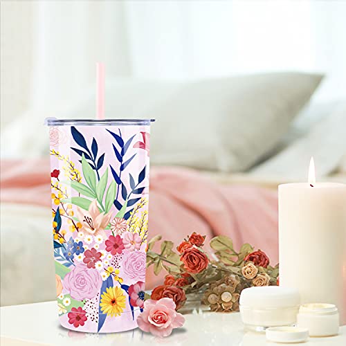 NymphFable 20oz Rosa Flor Taza Termo Cafe para Llevar Taza Termica Acero Inoxidable Taza Personalizada - Imagen 8