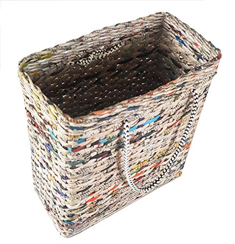 Image of Paperus, Small, Natural Carry Bag, Shopping Bag, Handbag, Tiffin Basket, Lunch Bag for Office, Rectangular, Eco-Friendly, Handmade of Paper Ropes, in Inch 11 H, 10 L, 5 Wide Base