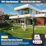 Wireless Dog Fence for 2 Dogs, Electric Fence with BIG LCD Screen, Portable Dog Fence, Training Collar Accurate 2.4G Signal Penetrating Walls, Waterproof Safe for Small Medium Large Dogs