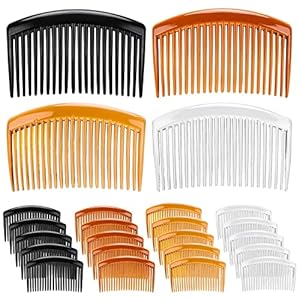24 Pcs Plastic Hair Side Combs French Twist Comb with 23 Teeth Fine Hair Clips Decorative Hair Combs for Women