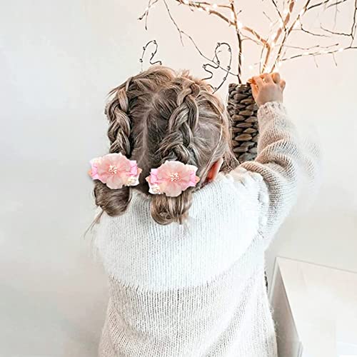 Yuearn 12Pcs Baby Girl Flower Hair Clips, Pink Floral Hair Clip For Girl White Imitation Pearl Hair Clips, Pink White Fully Lined Alligator Clips, Non Slip Handmade Hair Accessories For School Party #TOP4