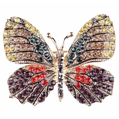 Image of Gyn&Joy Multi-Color Crystal Rhinestone Winged Butterfly Pin Brooch BZ030