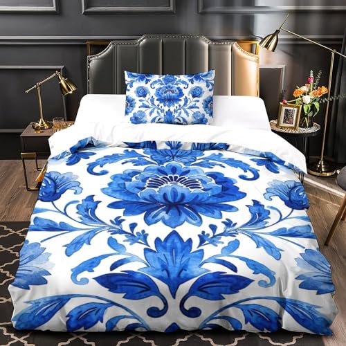 Parure de lit fleurs 3D en microfibre 135x200cm pour lit simple