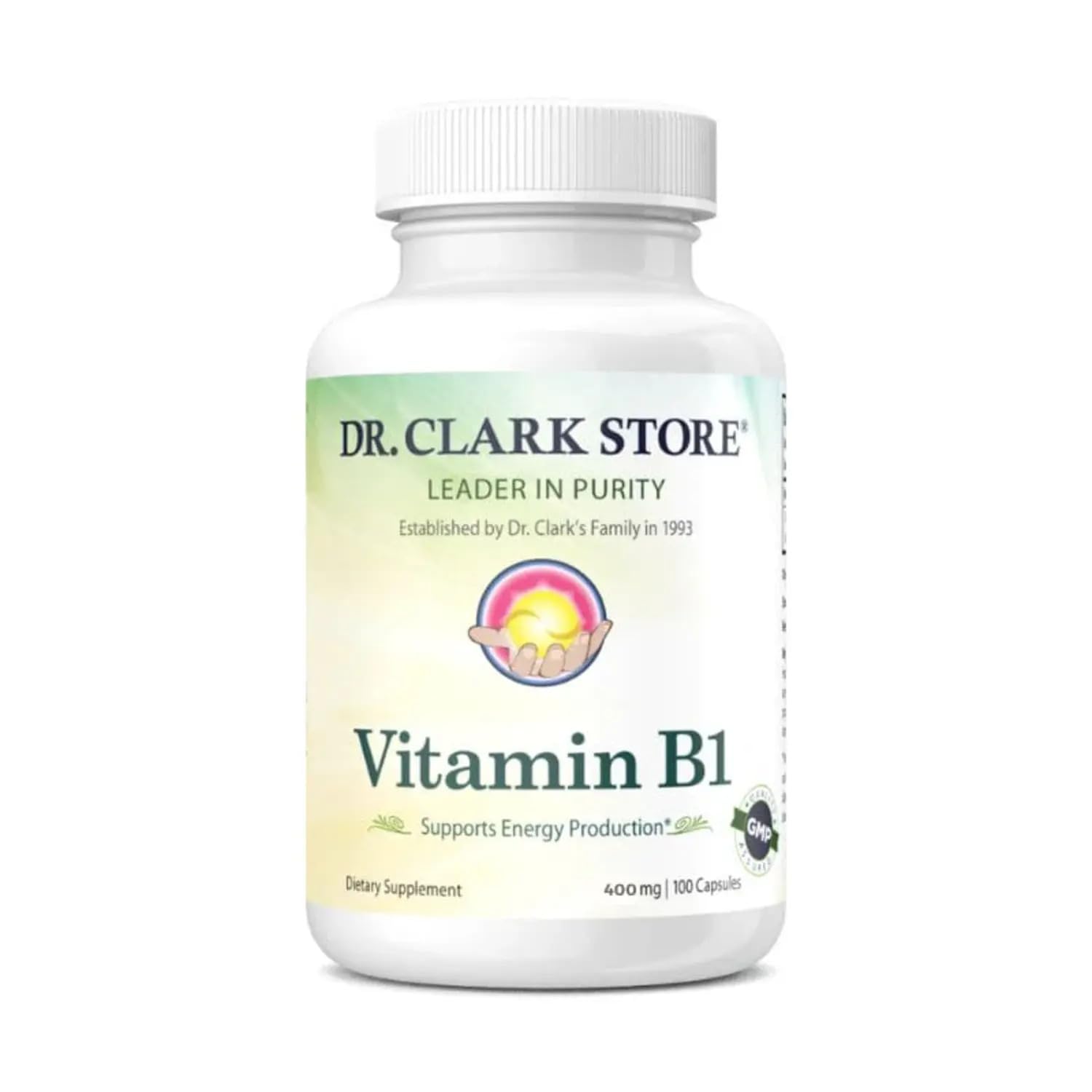 Dr. Clark Vitamin B1 Thiamine 400mg Supplement -Thiamine B1 Supplement for Healthy Nervous System & Energy Metabolism, Gluten-Free, Dairy Free - 100 Gelatin Capsules