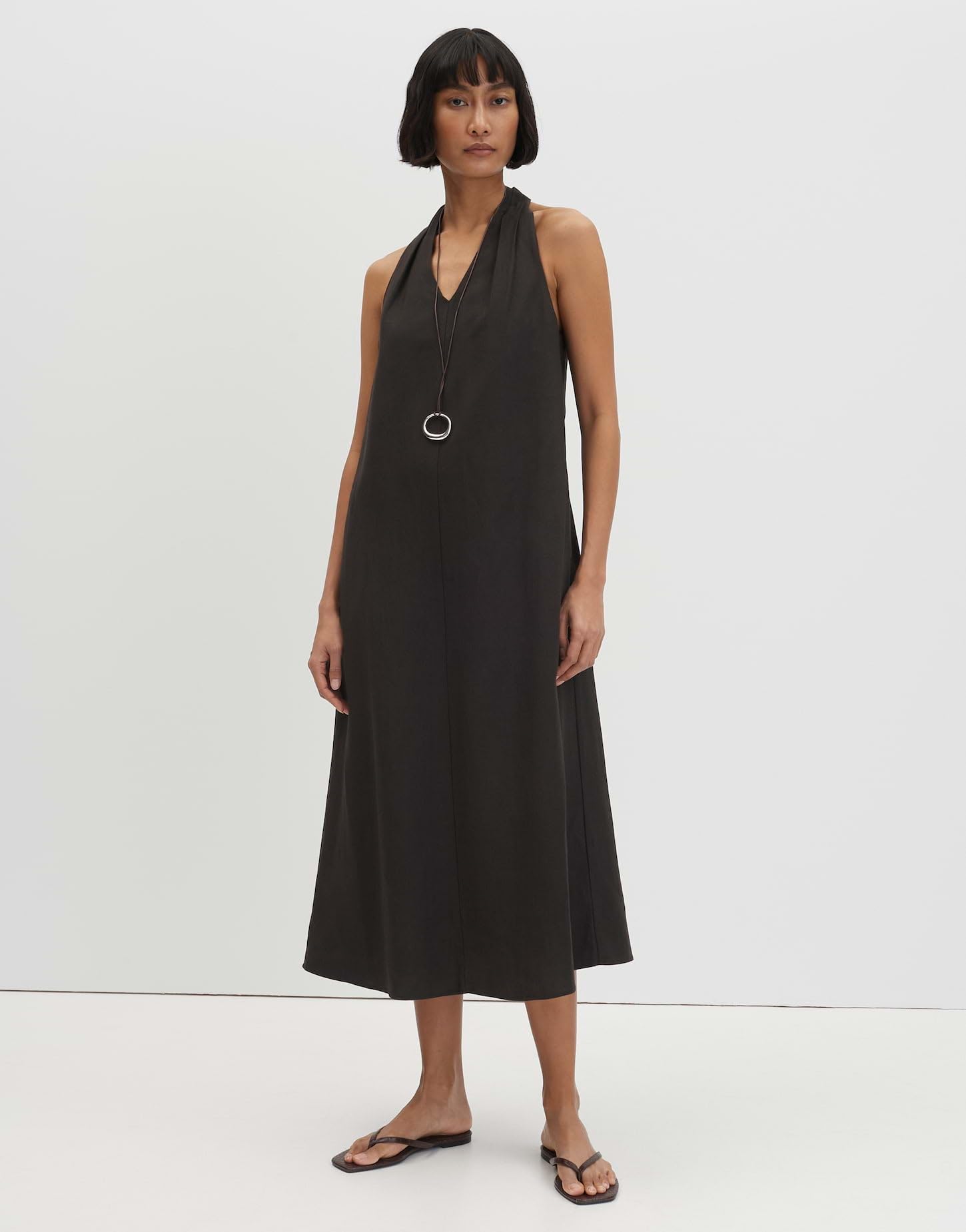someday Damen Midikleid | Neckholderkleid aus Viskose Leinen Mix