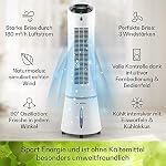 Klarstein Luftkühler mit Wasserkühlung, 5-in-1 Verdunstungskühler, Luftbefeuchter, Ventilator, Luftreiniger & Nachtmodus, Mobile Klimageräte Luftkühler 6L, 45 Watt Air Cooler, 180 m³/h Luftstrom – Bild 3