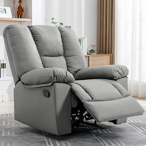 Recliner Chair, Manual Reclining Chair with Footrest, Padded Seat for Living Room, Bedroom, Study, Dark Grey main image 0