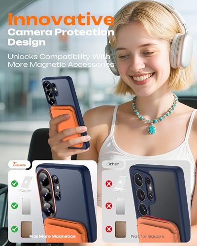 Image of TOCOL for Samsung Galaxy S26 Ultra Case, Compatible with Magsafe, Built-in Magnets, Drop Protection, Slim Translucent Matte for S26 Ultra Phone Case 6.9 inch (Dark Blue)