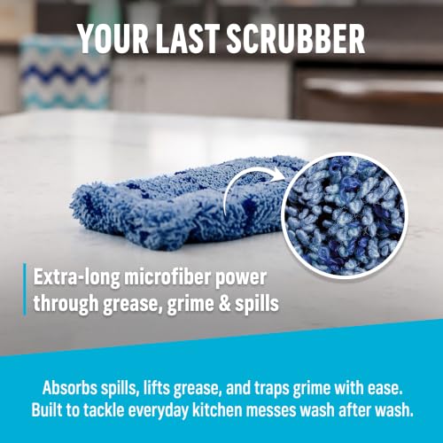 Image of E-Cloth Kitchen Dynamo, Premium Microfiber Non-Scratch Kitchen Dish Scrubber Sponge, Ideal for Dish, Sink and Countertop Cleaning, 100 Wash Guarantee, Blue, 2 Pack