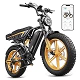 TST Electric Bike for Adults, 1500W Peak Motor 28 MPH 60 Miles Fat Tire E Bike with 48V 15Ah Removable Battery 20' Electric Dirt Bike Full Suspension Yellow Ebike