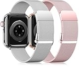 bracelet watches for ladies canada 【Iman Doble Mejorado】 Elegante pulsera de bucle para correas apple watch con hebilla magnética ajustable, y fuerte cierre magnético para bloquear su iWatch de forma segura en su muñeca, evitando que la pulsera de reloj de manzana se caiga y se afloje