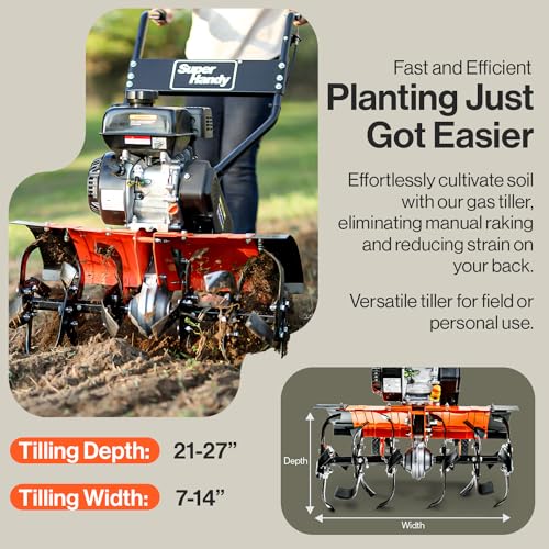 Image of SuperHandy Tiller Cultivator, 7HP 209cc, Soil Tiller, Use Case Focus
