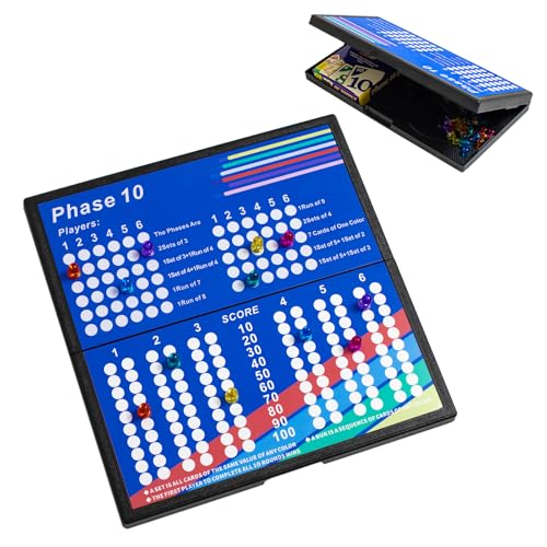 Slivarola Phase 10 Score BoardMagnetic and Foldable Design for Phase 10 Card Game
