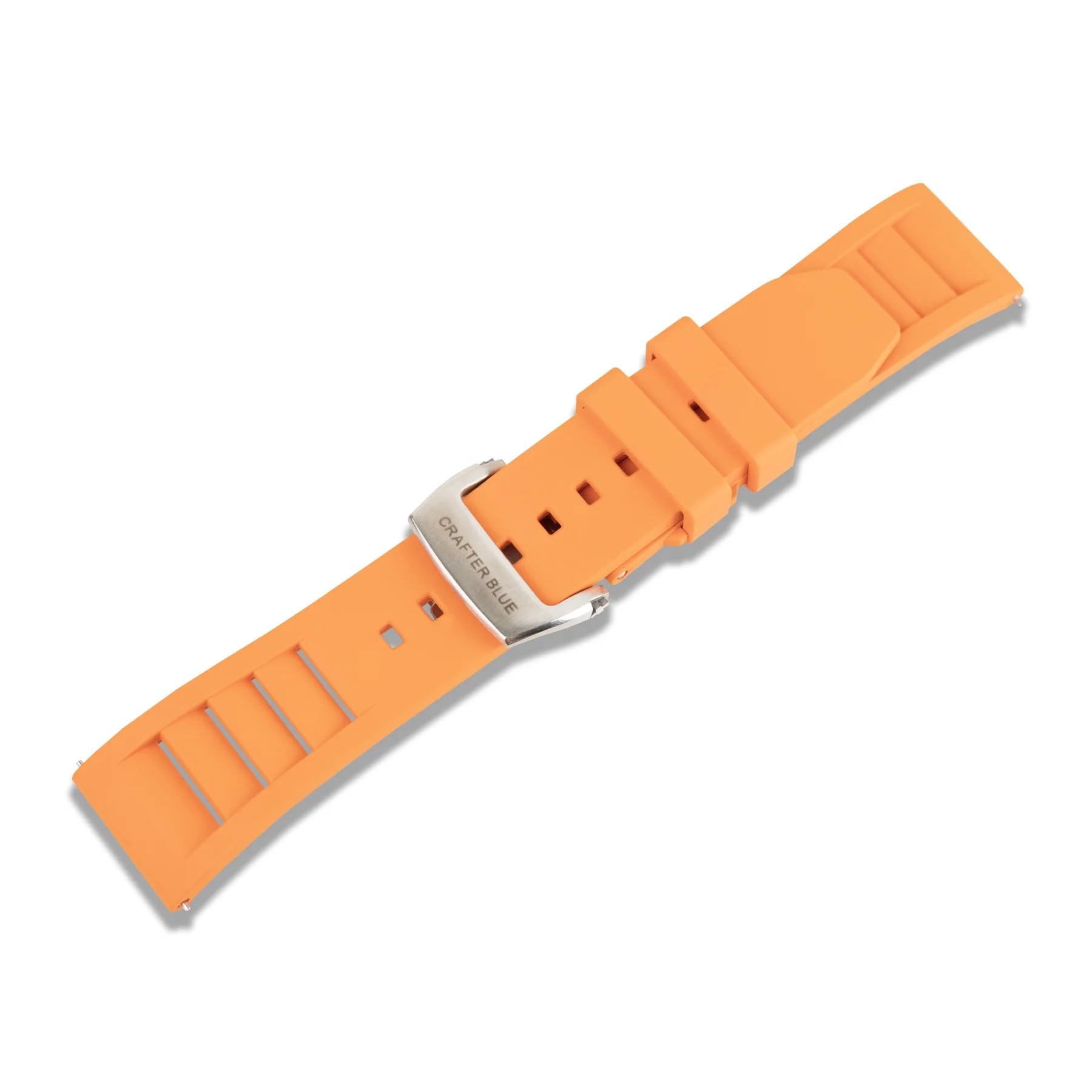 CRAFTER BLUE UX08 Cinturino di ricambio in gomma FKM con chiusura a farfalla con estremità dritta, per tutti gli orologi con anse larghe 20 mm/22 mm