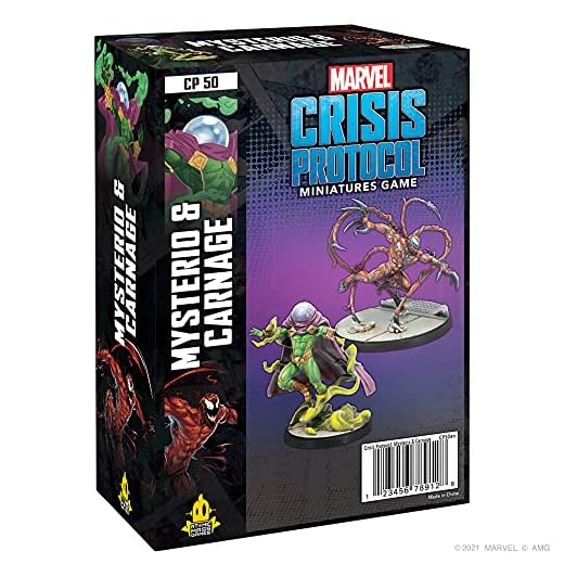 Atomic Mass Games , Marvel Crisis Protocol: Character Pack: Mysterio & Carnage, Miniatures Game, Ages 10+, 2+ Players, 45 Minutes Playing Time
