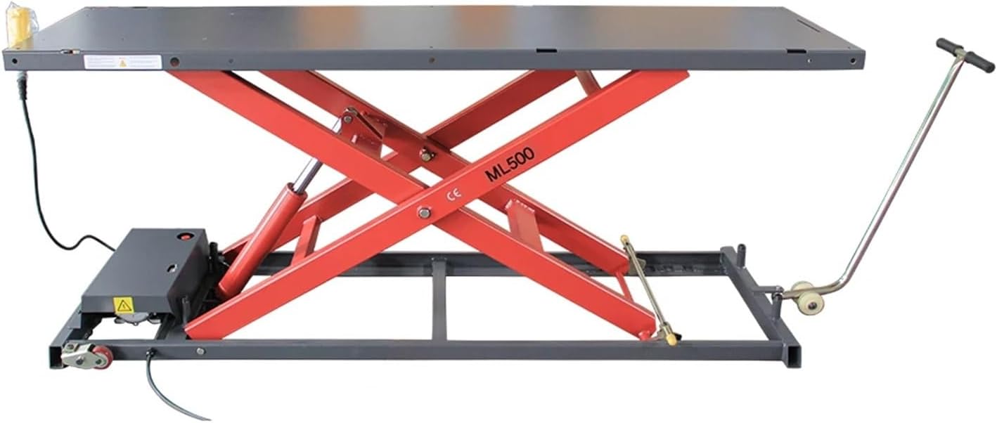 AUTENF 500 Kg Portable Motorbike Scissor Lift Table 1120 Lbs Electrical Motorcycle Car Lifter Compatible with Workshop Repairing Use with Ce