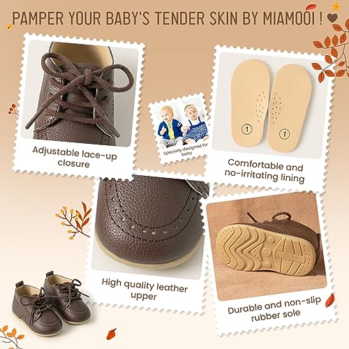 Miamooi Infant Baby Boys Girls Loafers Classic Pu Leather Wedding Dress Shoes Toddler Brogue Formal Flat Lazy Crib Oxford First Walking Christening Shoe thumb #4