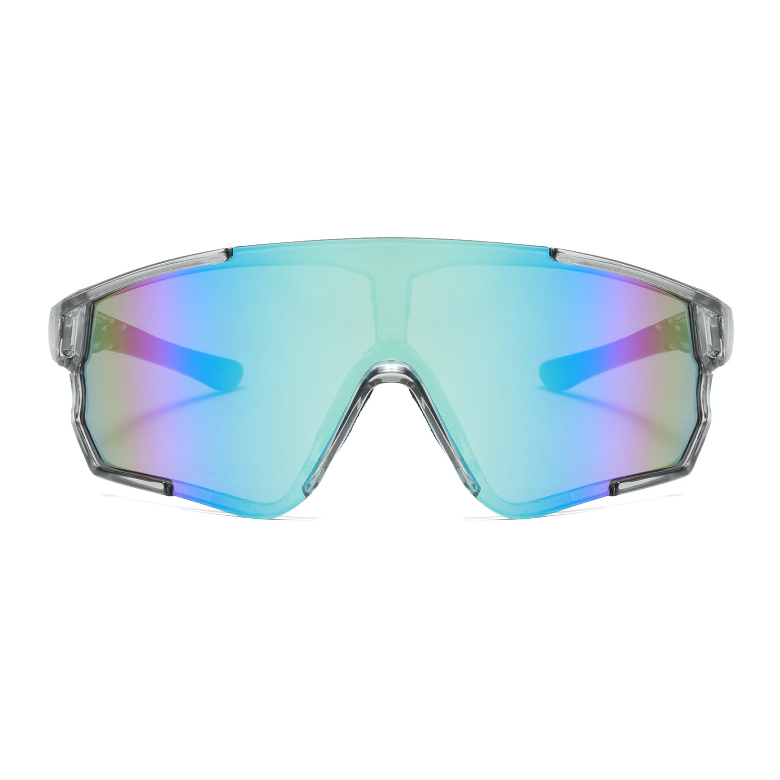 Long Keeper Cycling Sports Sunglasses for Men Women Mountain Bike Glasses Baseball Running Fishing Hiking Glasses (ClearGreyFrameBlueLens) - Image 2