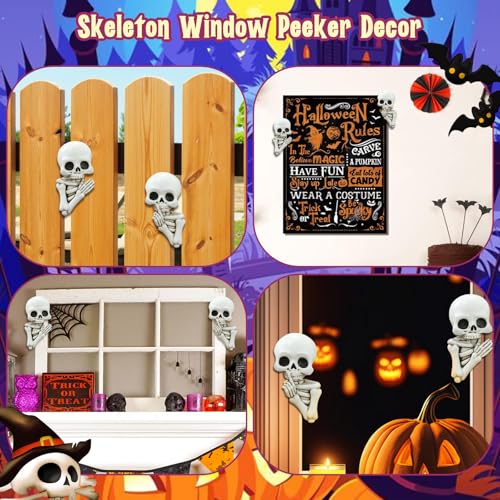 Set de 2 estatuas de esqueleto divertidas para Halloween miniatura 6