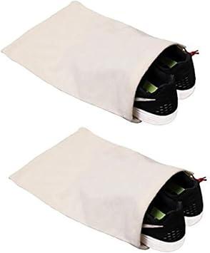 stonehill Gathered Raw Cloth Shoe Bag 30x40 cm. 2 Pieces Unprinted